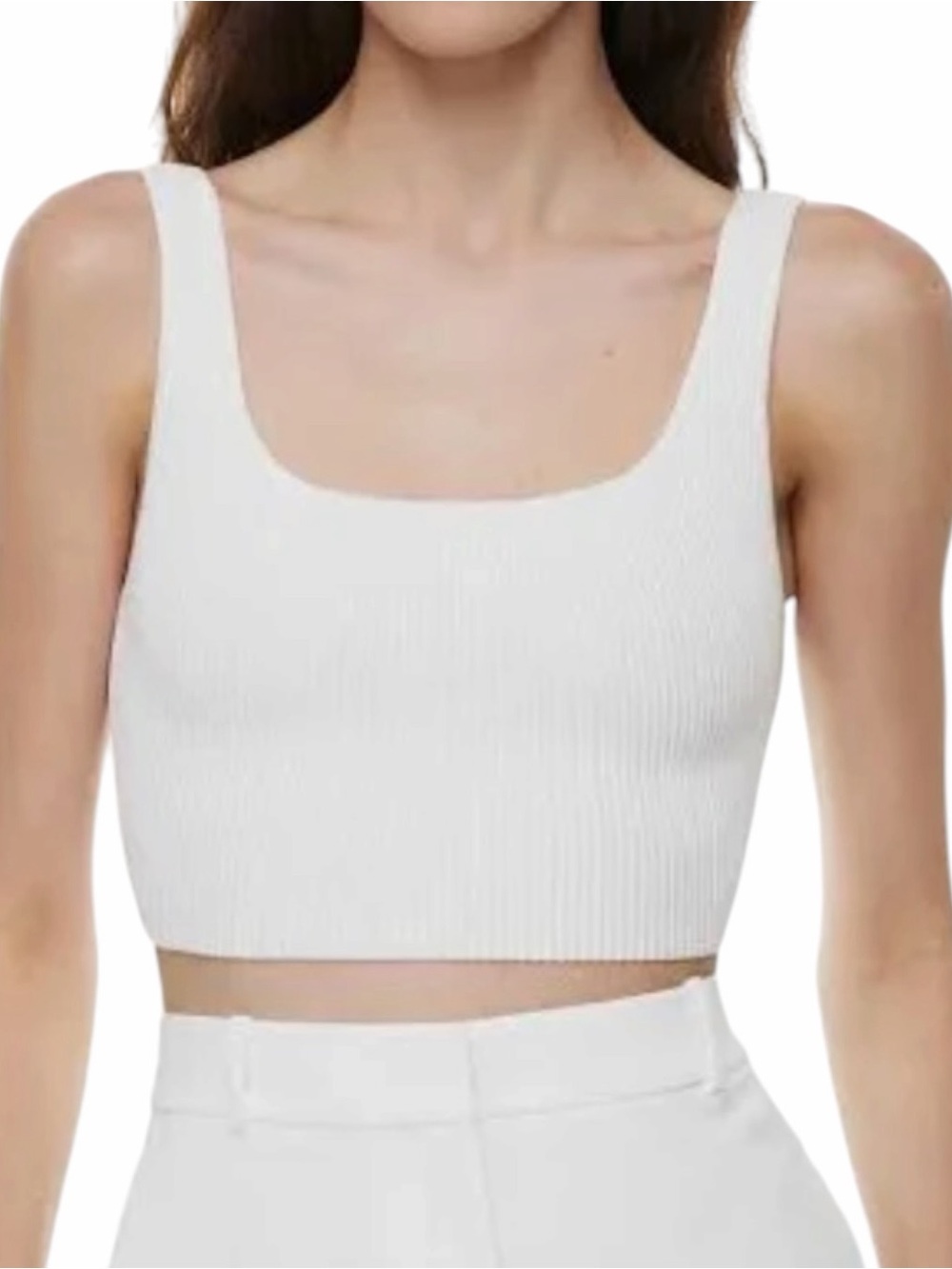 BABATON Sculpt Knit Squareneck Cropped Tank Top Size XXS